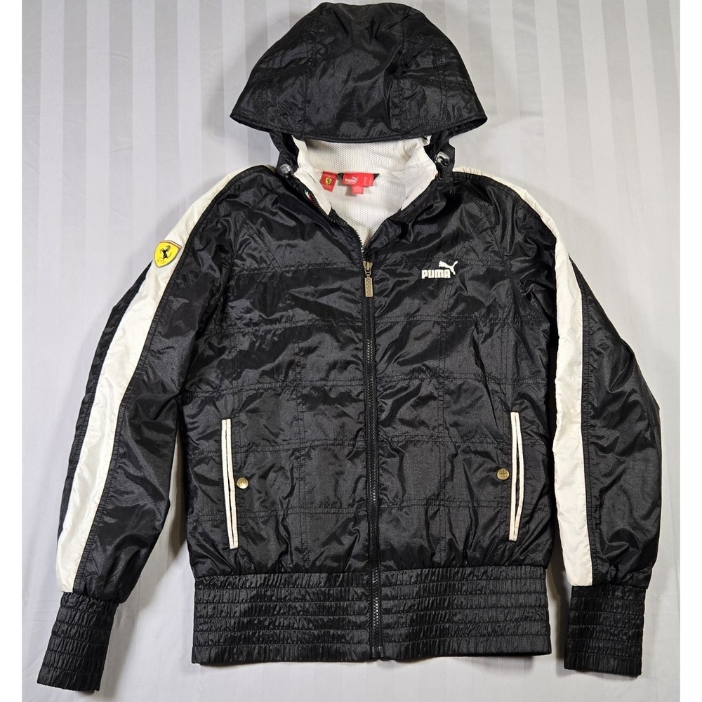 Ferrari Jacket Womens S Black White F1 Racing Full Zip Scuderia Puma Embroidered